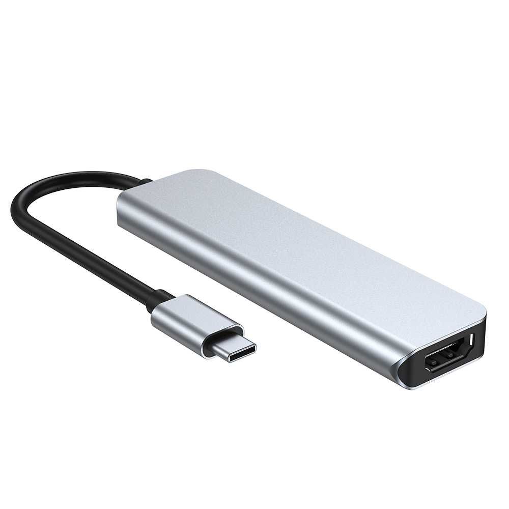 Rozgałęziacz USB HUB przejściówka USB-C 5w1 2xUSB HDMI AUDIO JACK