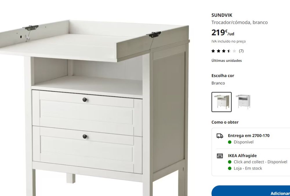 Comoda com trocador bebe Ikea