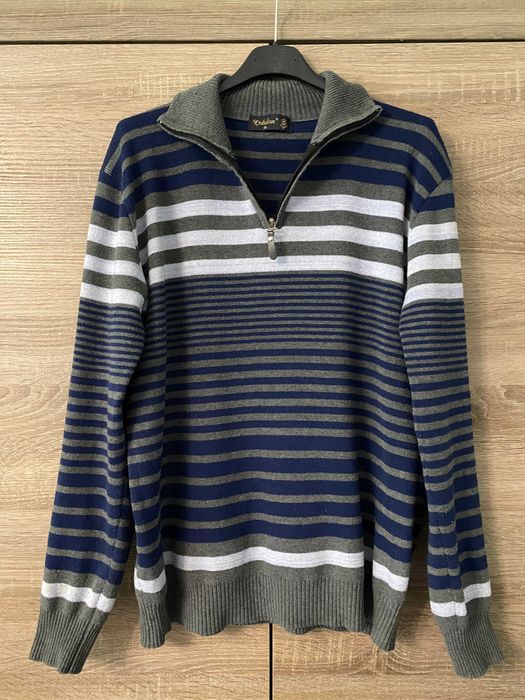 Męski sweter ciepły gruby z zamkiem na zimę zimowy XL wełniany