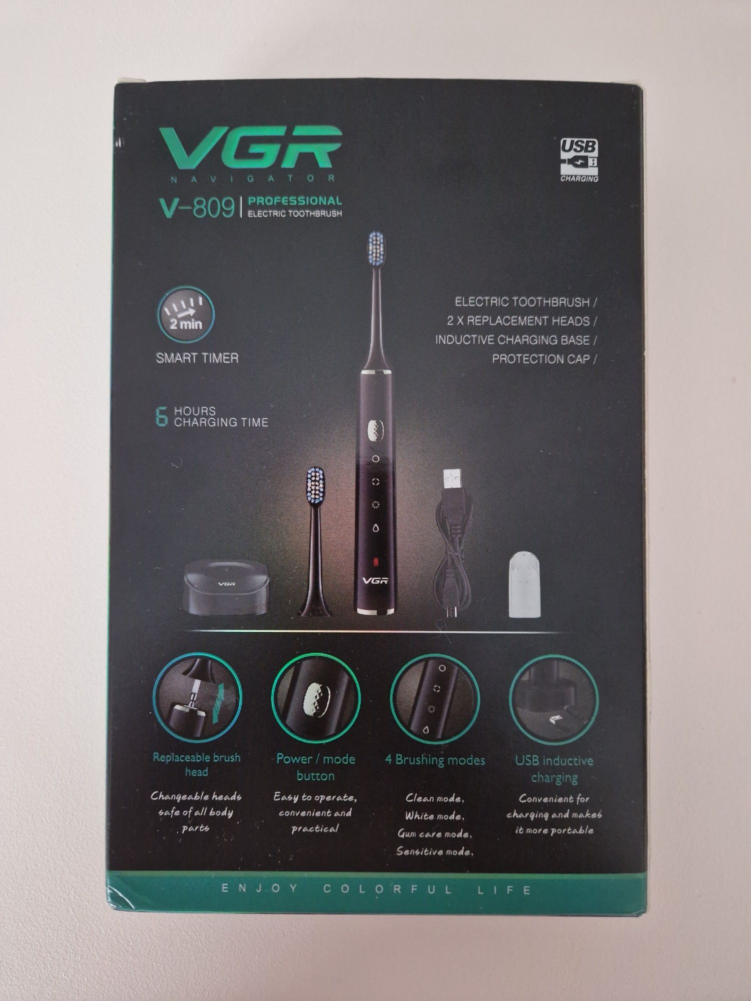 Зубна щітка електрична для зубів VGR V-809,акумуляторна бездротова.