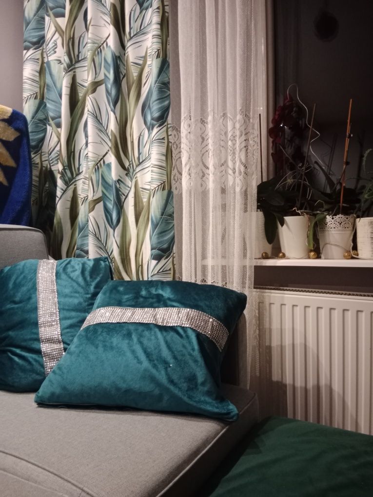 Nowe piękna zasłona liście zieleń i turkus jungla