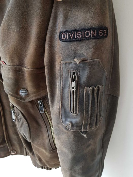 Kurtka męska z podpinką pilotka TOP GUN, gruba skóra, roz. XL