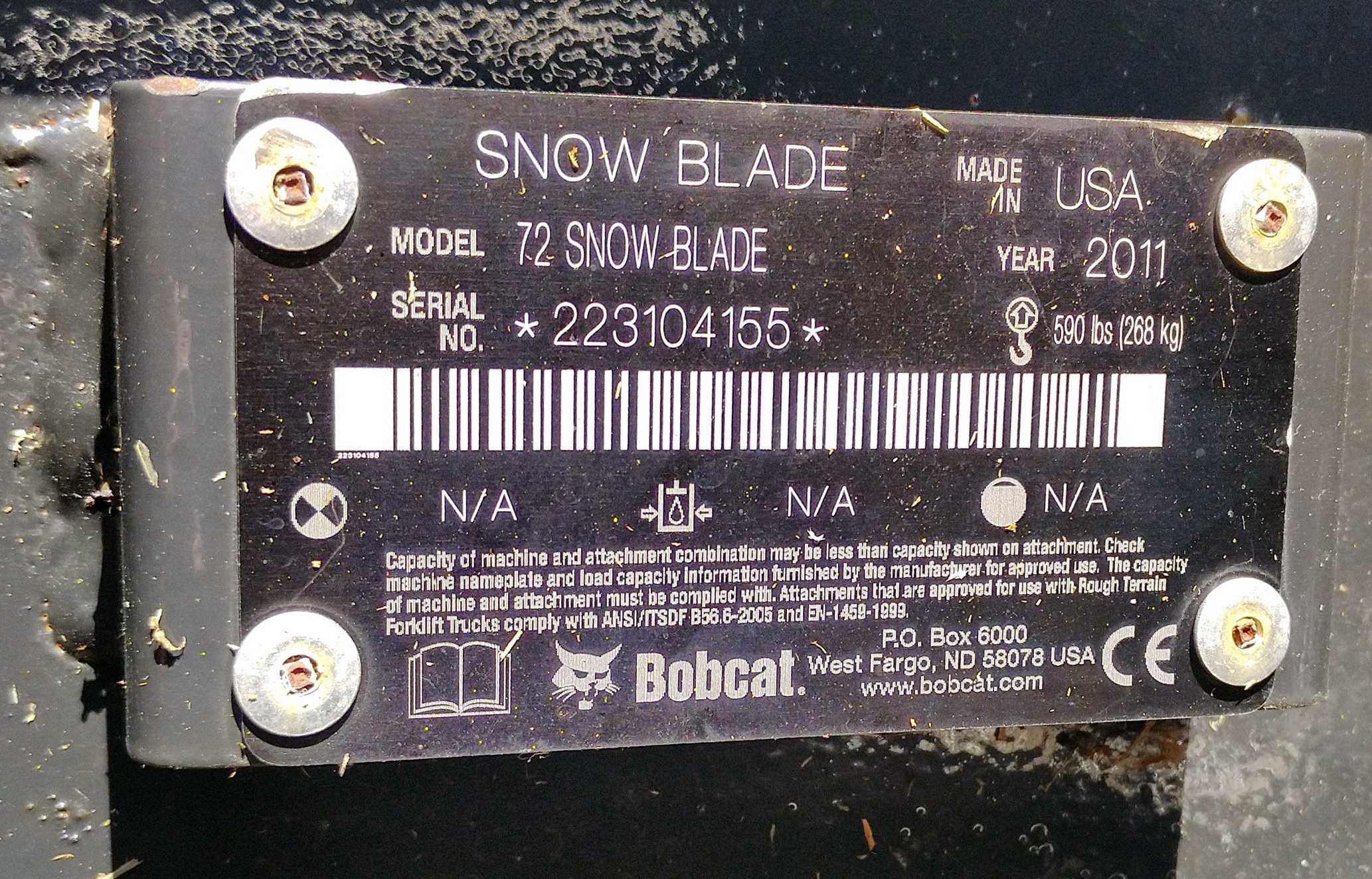 Снегоуборочный отвал Bobcat 72 Snow Blade, 183см, новый, Юж.Борщаговка