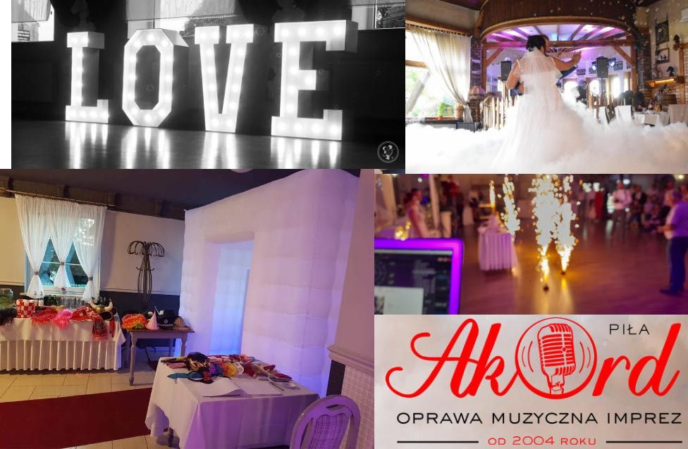Ciężki Dym - Fontanny iskier -Fotobudka 360 ° -Napis LOVE - Bańki Mydl