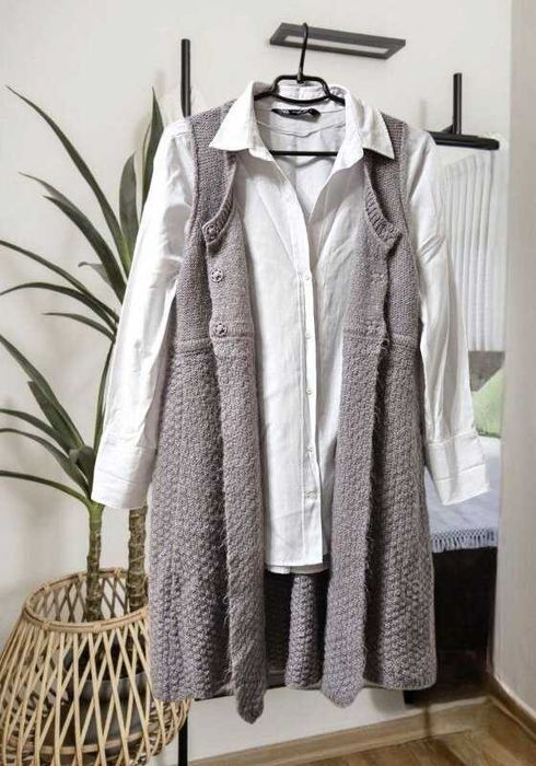 Кардиган-накидка жилетка мохер+шерсть Zara, М/L
