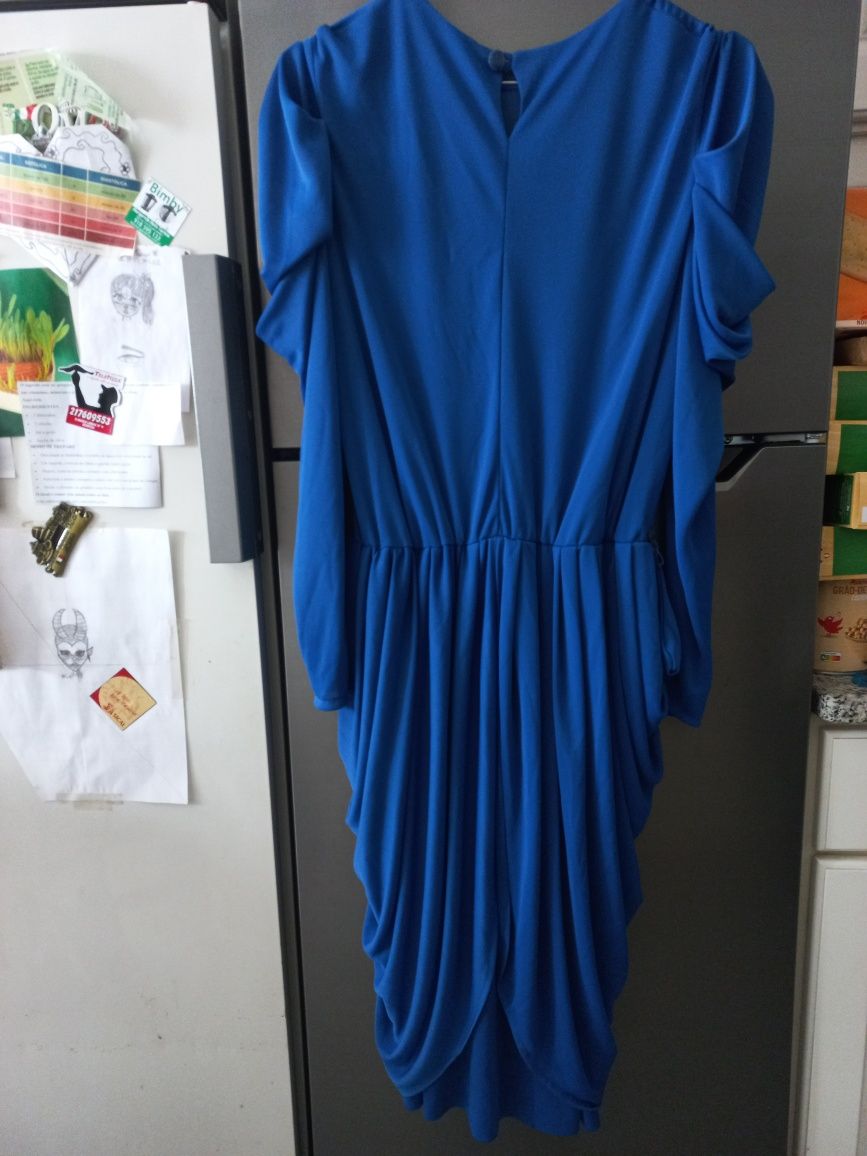 Vestido drapeado azulão para cerimónia