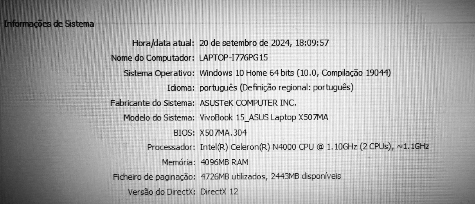 Portatil ASUS F507M