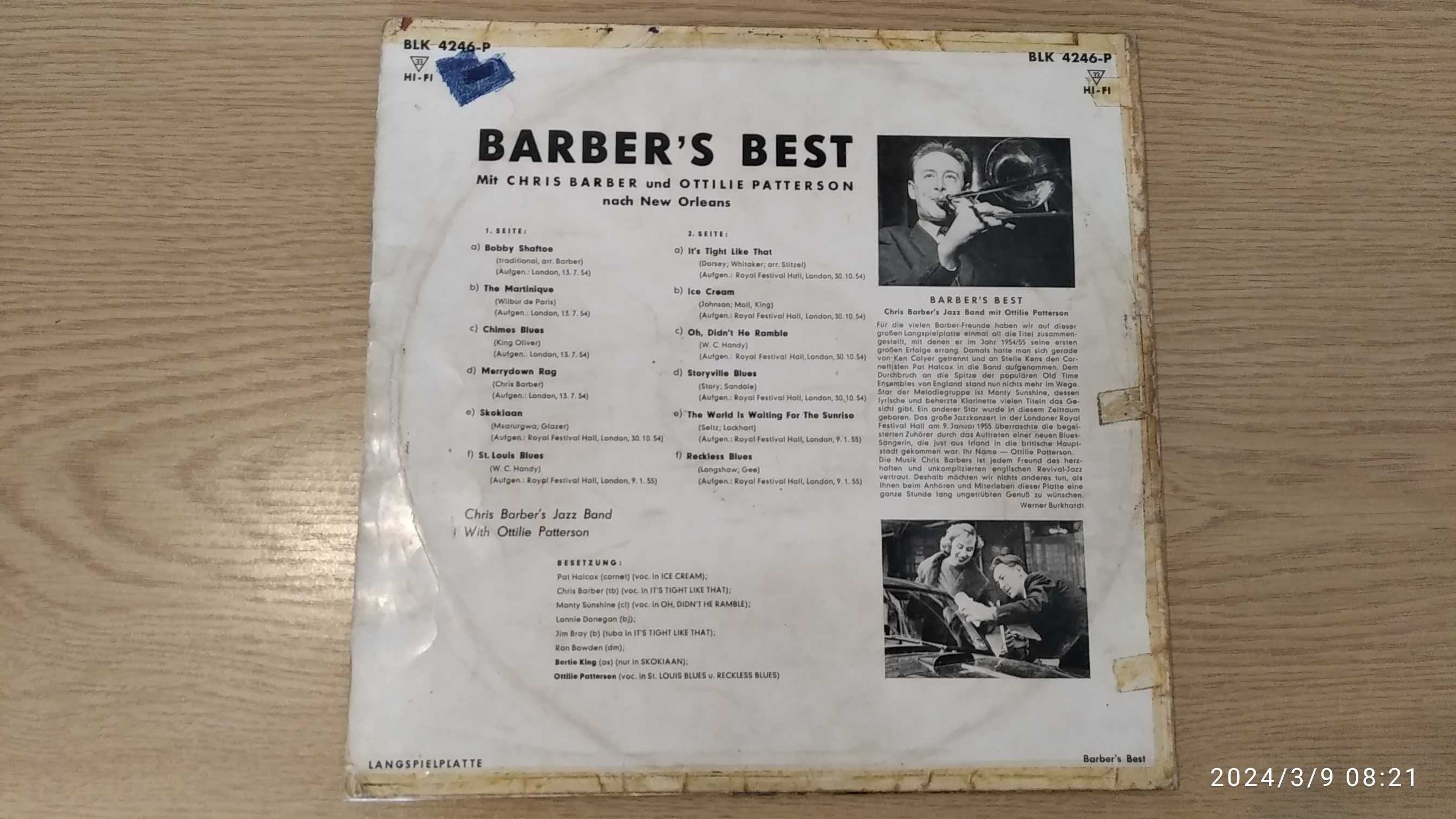 Winyl Barber's Best Ottilie Patterson VG