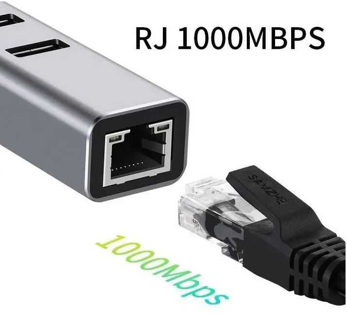 Adaptador USB 3.0 com 3x USB 3.0 + Rede RJ45 1000Mbps