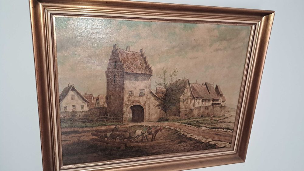 Stary obraz malowany na płótnie Karl Luckhardt 1886