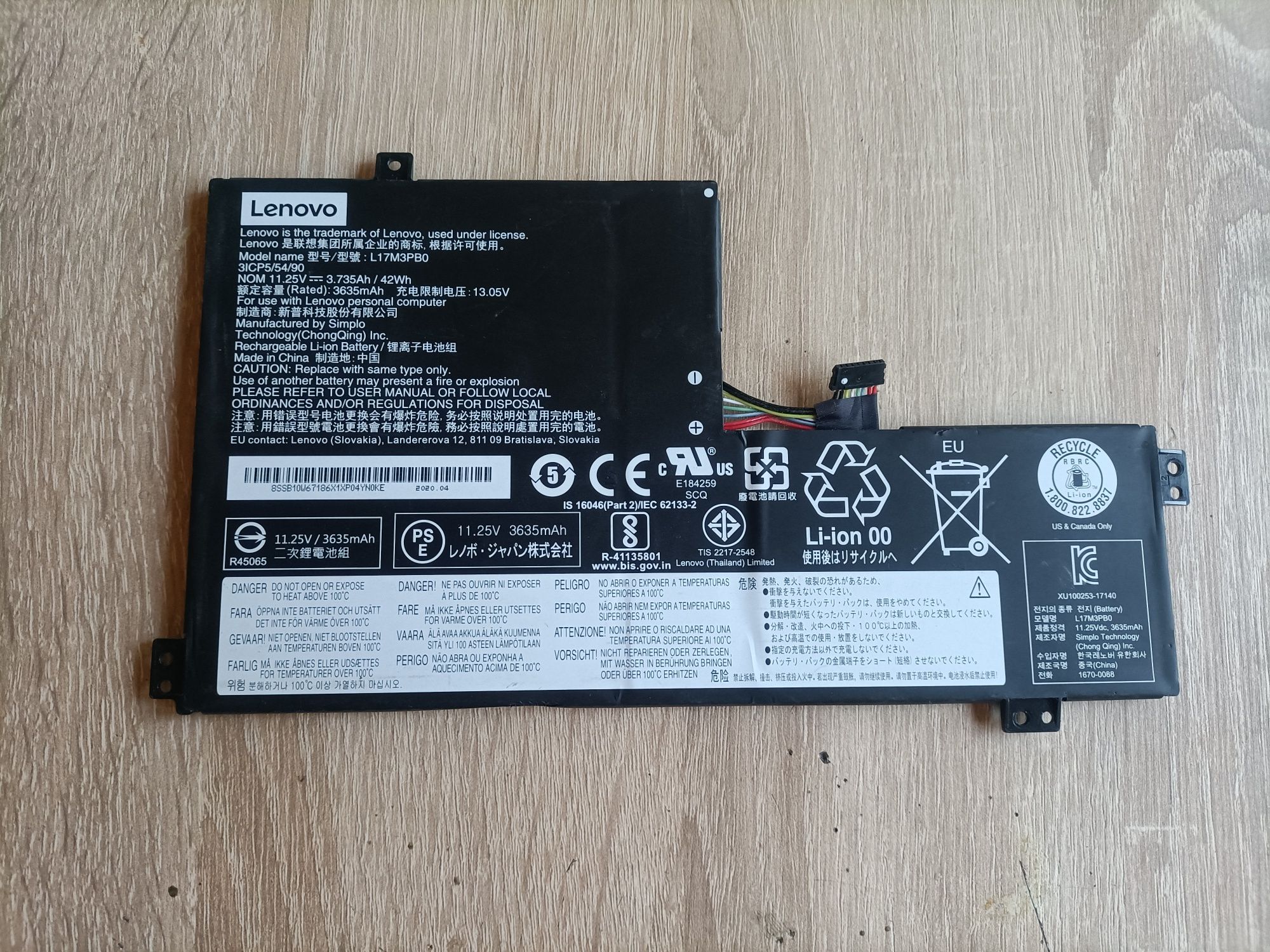 Bateria Lenovo L17M3PB0 72% żywotności