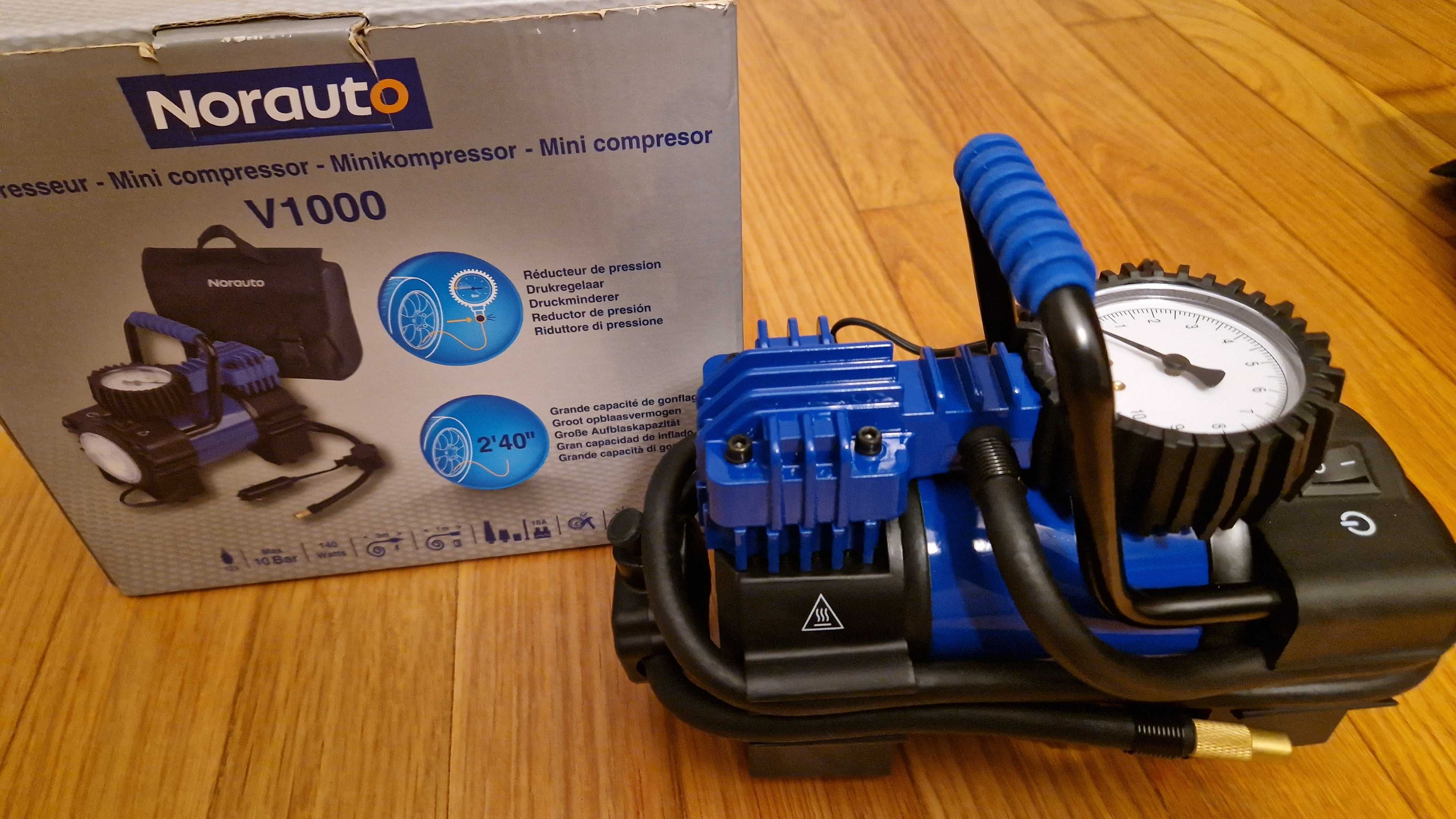 Mini compressor com LED e medidor de pressão, 12 V, de Norauto