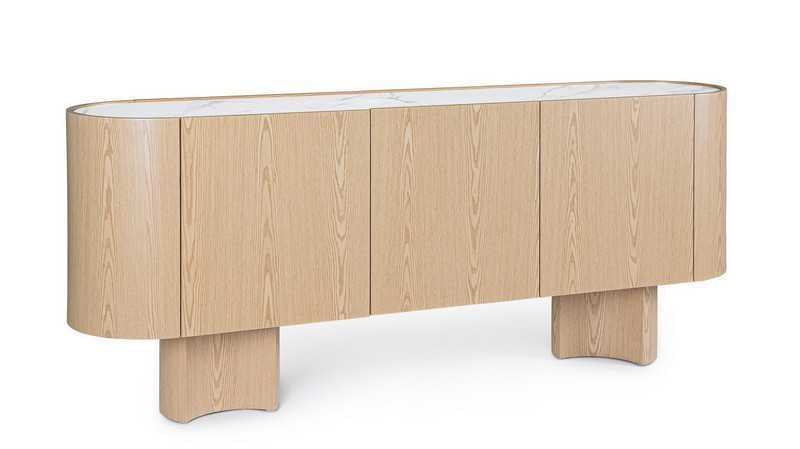 Komoda dębowa 3-drz Otilia z kamiennym blatem 200x45,5x80,5cm Bizzotto
