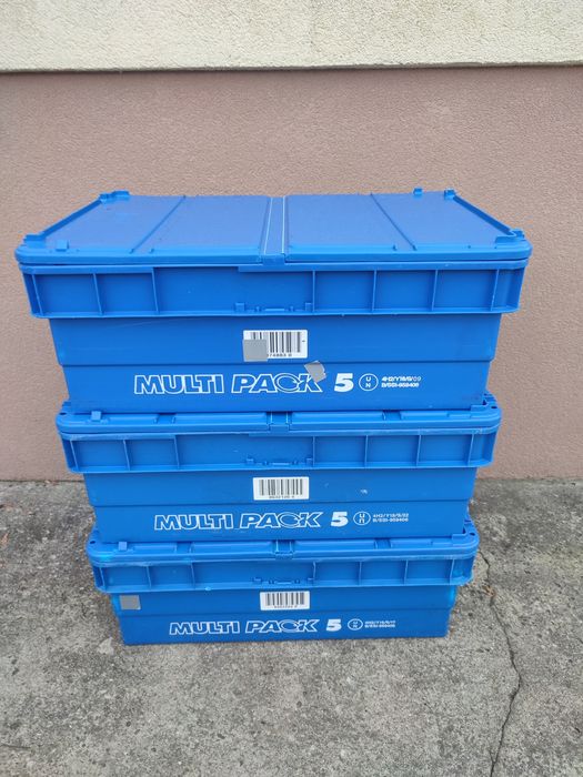 60x40x22 zamykane pojemniki magazynowe skrzynki plastikowe z pokrywą