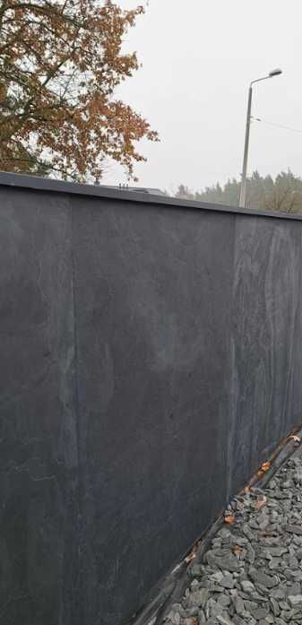 Fornir kamienny Black Slate, kamień w rolce, ściana, elewacja, kominek