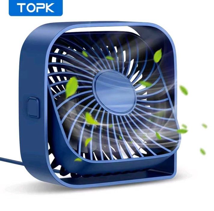 USB вентилятор Topk, настільний 5Вт, 3 режими,потужний безшумний, міні