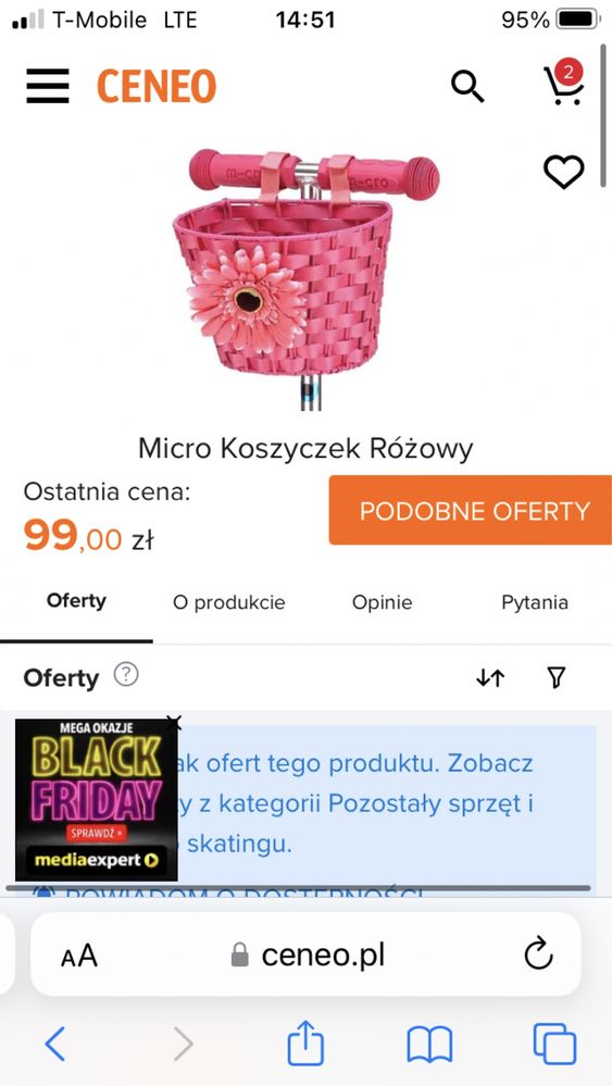 Micro koszyczek na hulajnogę