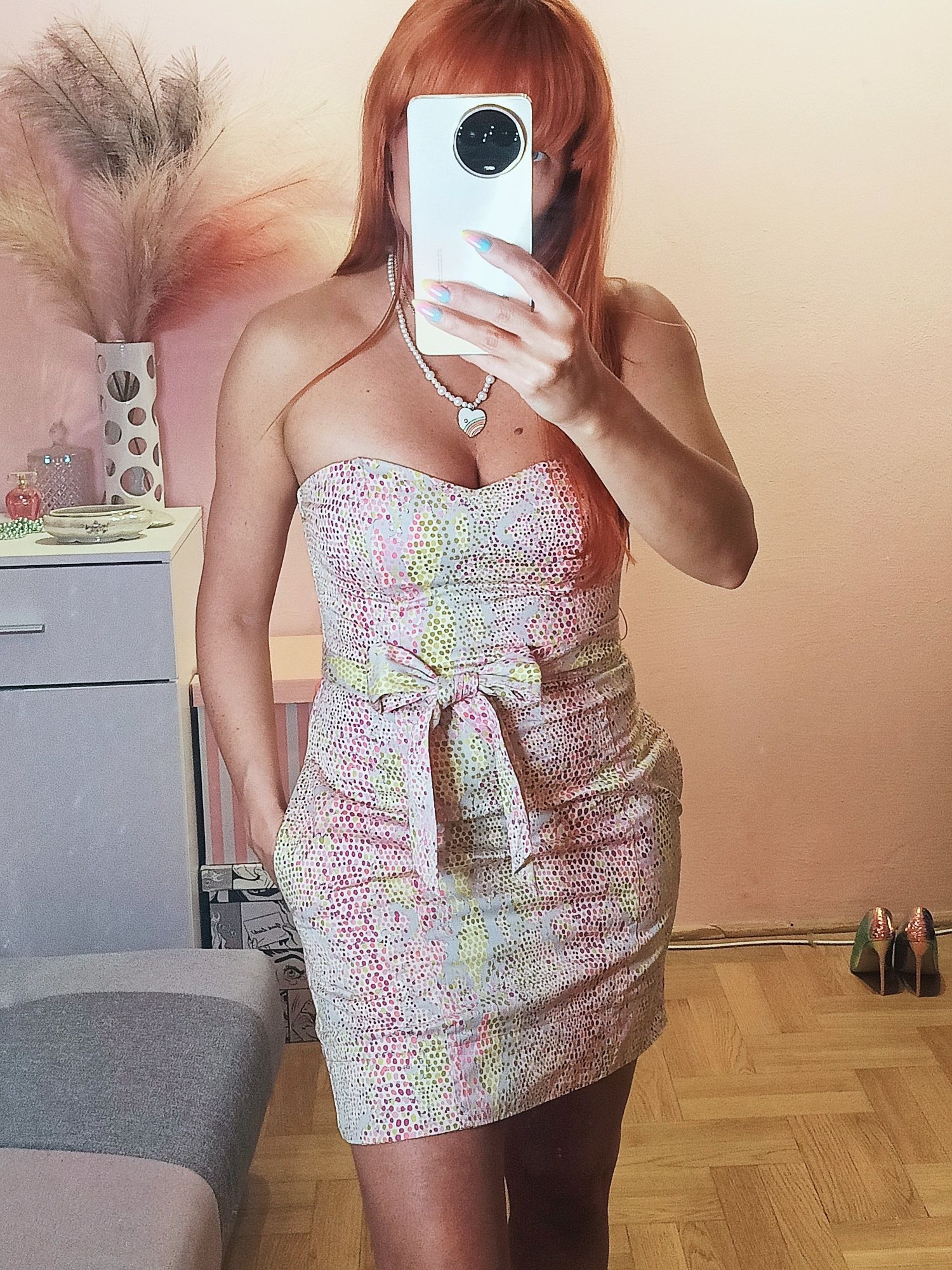 Słodka bawełniana sukienka gorsetowa kieszenie usztywniany gorset