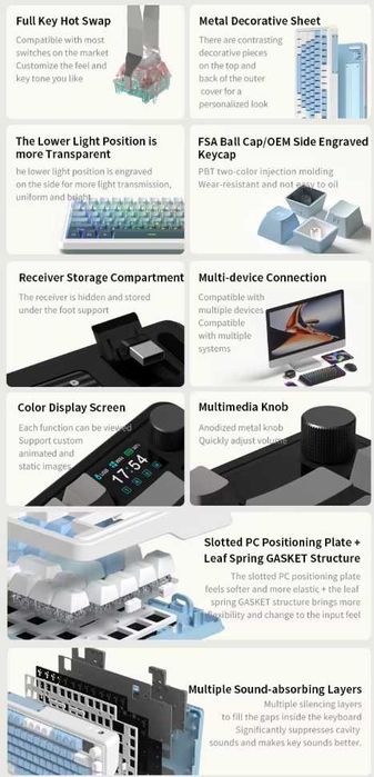 Механічна клавіатура FL Esports CMK75 POM ICE MINT