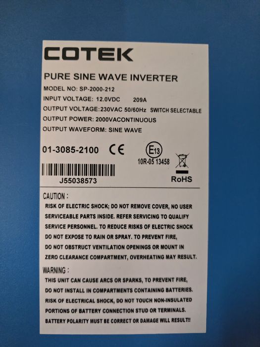 Перетворювач напруги Інвертор COTEK SP-2000 & Buck-Boost DC/DC 800-50
