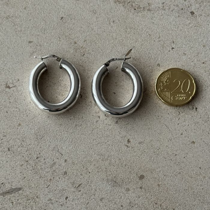 Brincos de argolas em prata portuguesa