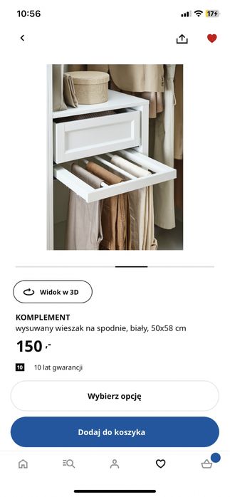 Wieszak na spodnie Pax IKEA KOMPLEMENT