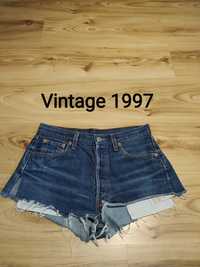 Niebieskie Szorty Spodenki Jeansowe Damskie Levi's 501 Vintage 1997