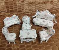 Komplet starych mebelków z porcelany dla lalek