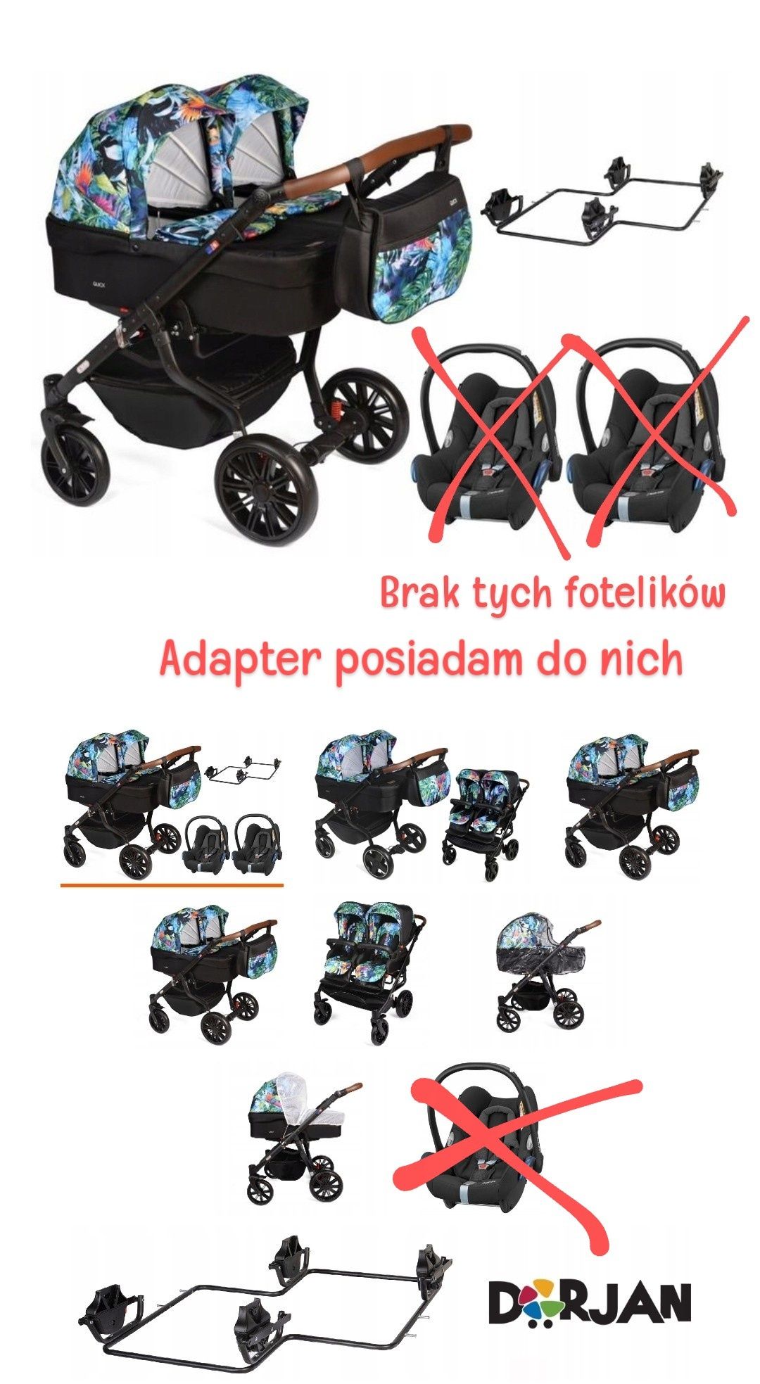 Wózek dla bliźniaków Dorjan Twin Quick 2w1
