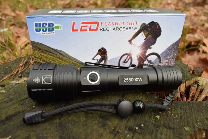 Latarka myśliwska ZIELONE światło na zwierzynę 4-KOLORY 4-LED Zoom USB