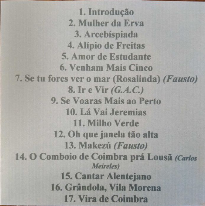 José Afonso	- - - - -		Concerto no Teatro Alcala Palace	- - - - -	CD