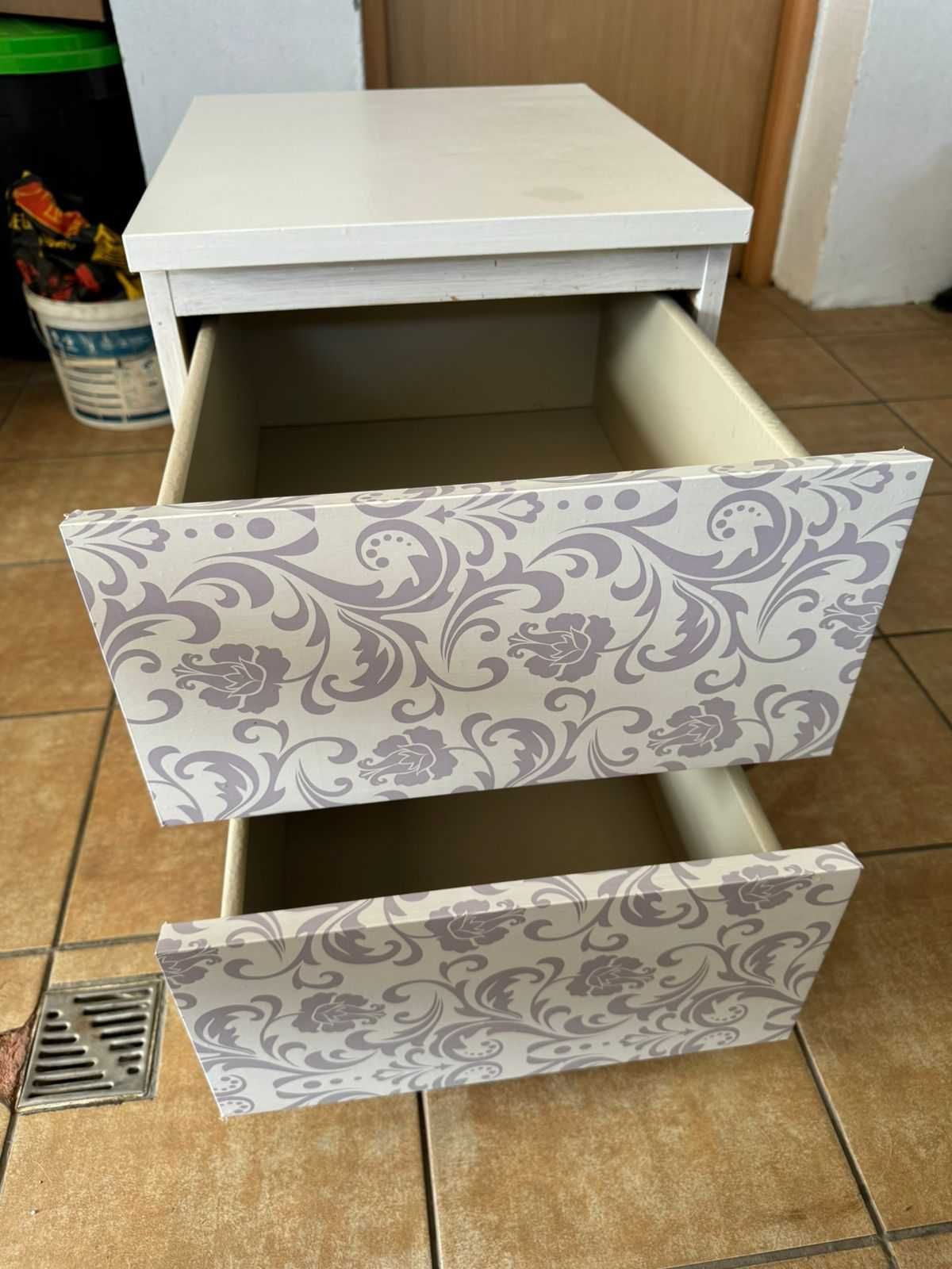 DWIE szafki nocne MALM IKEA z fioletowo-białą okleiną