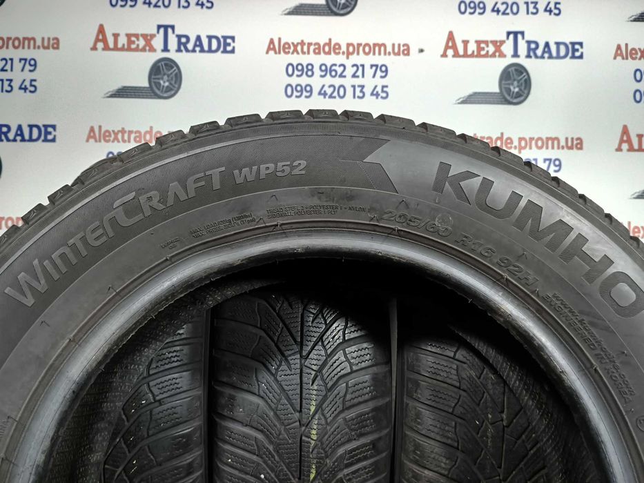 4 шт. 205/60 R16 Kumho WinterCraft WP52 зимові шини б/у, 6,5 мм
