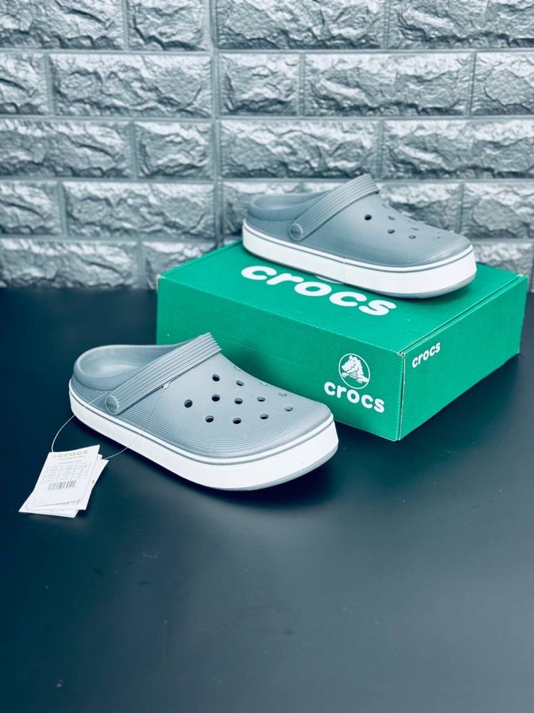 Мужские шлепанцы Crocs Сабо кроксы пляжные серые Топ продаж!