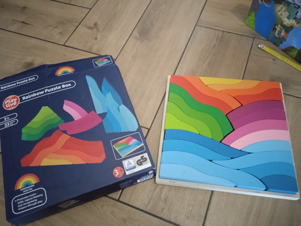 Rainbow puzzle box drewniane klocki Lidl
