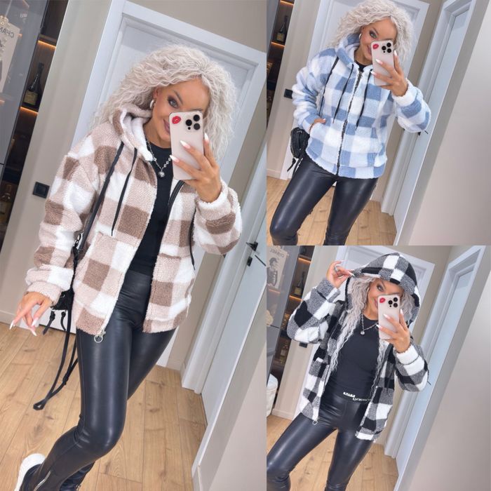 Женская куртка букле 42-60 батал Жіноча куртка у клітинку букле батал