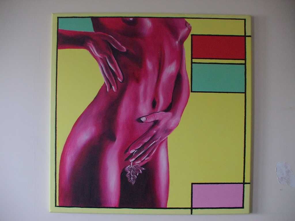 Obraz 80 x 80 cm Akt duży obraz olejny, salon, sygnowany.