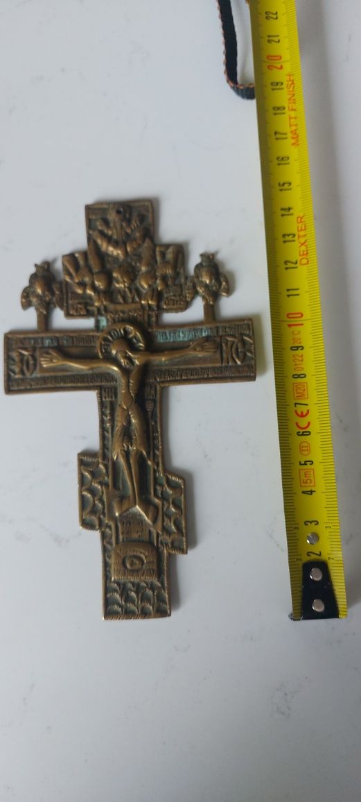 Krzyż prawosławny mosiądz antyk