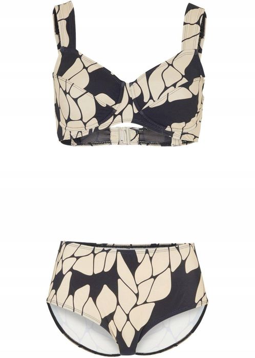 Bikini typu minimizer czarno-beżowe we wzory r.42 (80C)