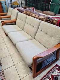 Sofa tekowa plus dwa fotele,Dania lata 70-80,mid century