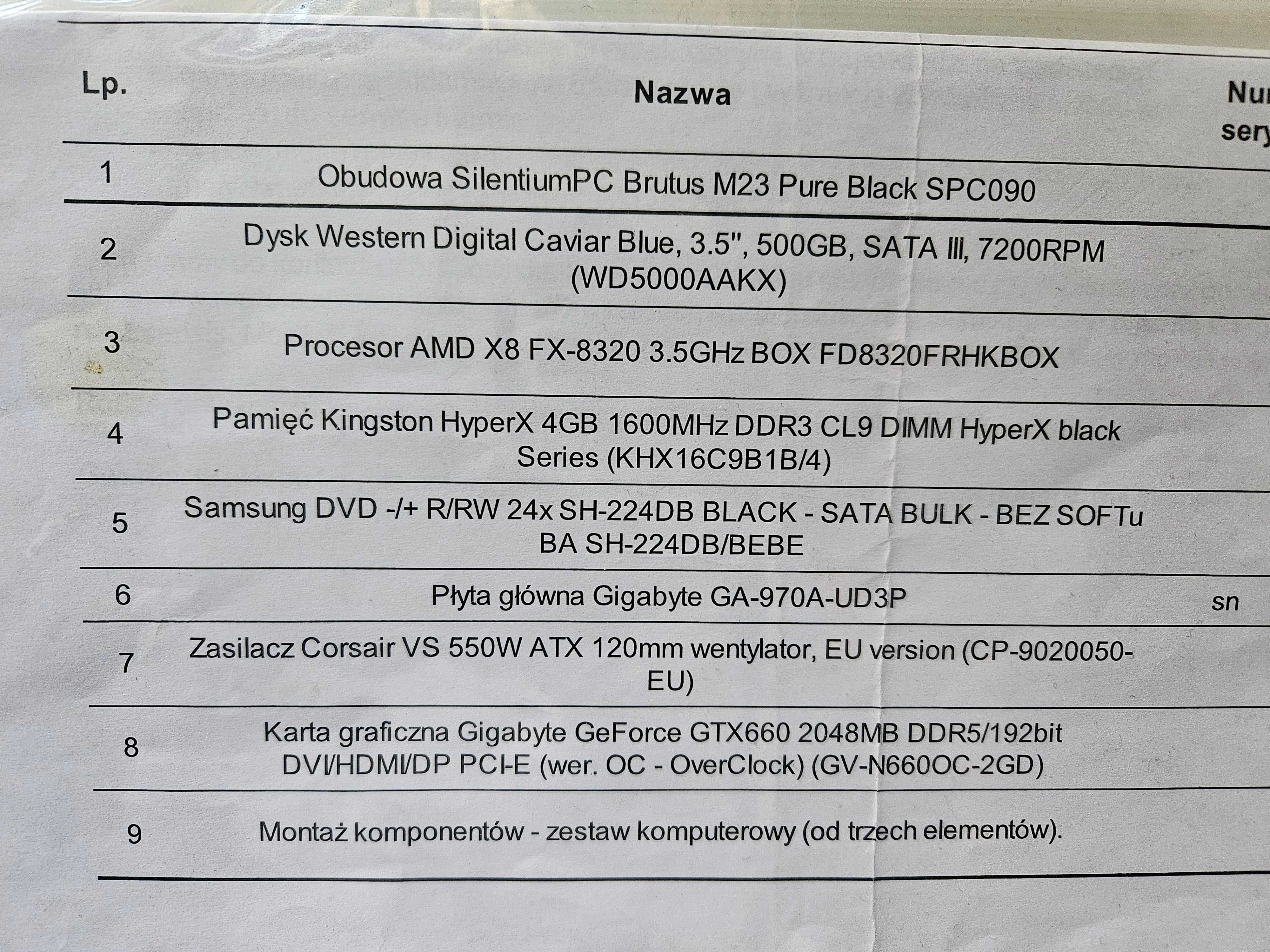 Komputer stacjonarny + głośniki + monitor