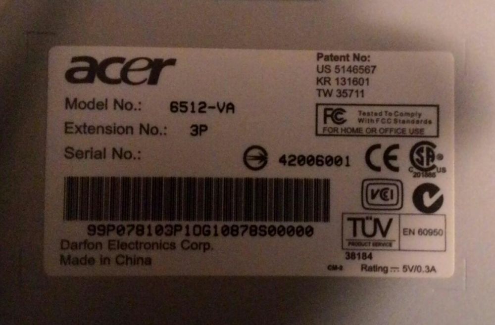 Teclado Acer e leitor DVD portátil