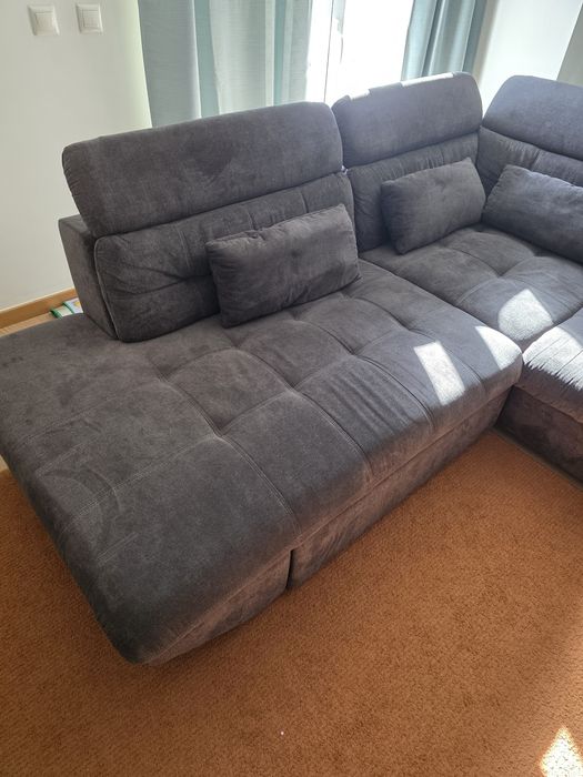 Sofá de canto com cama ETERNITY dereita 5 lugares antracite