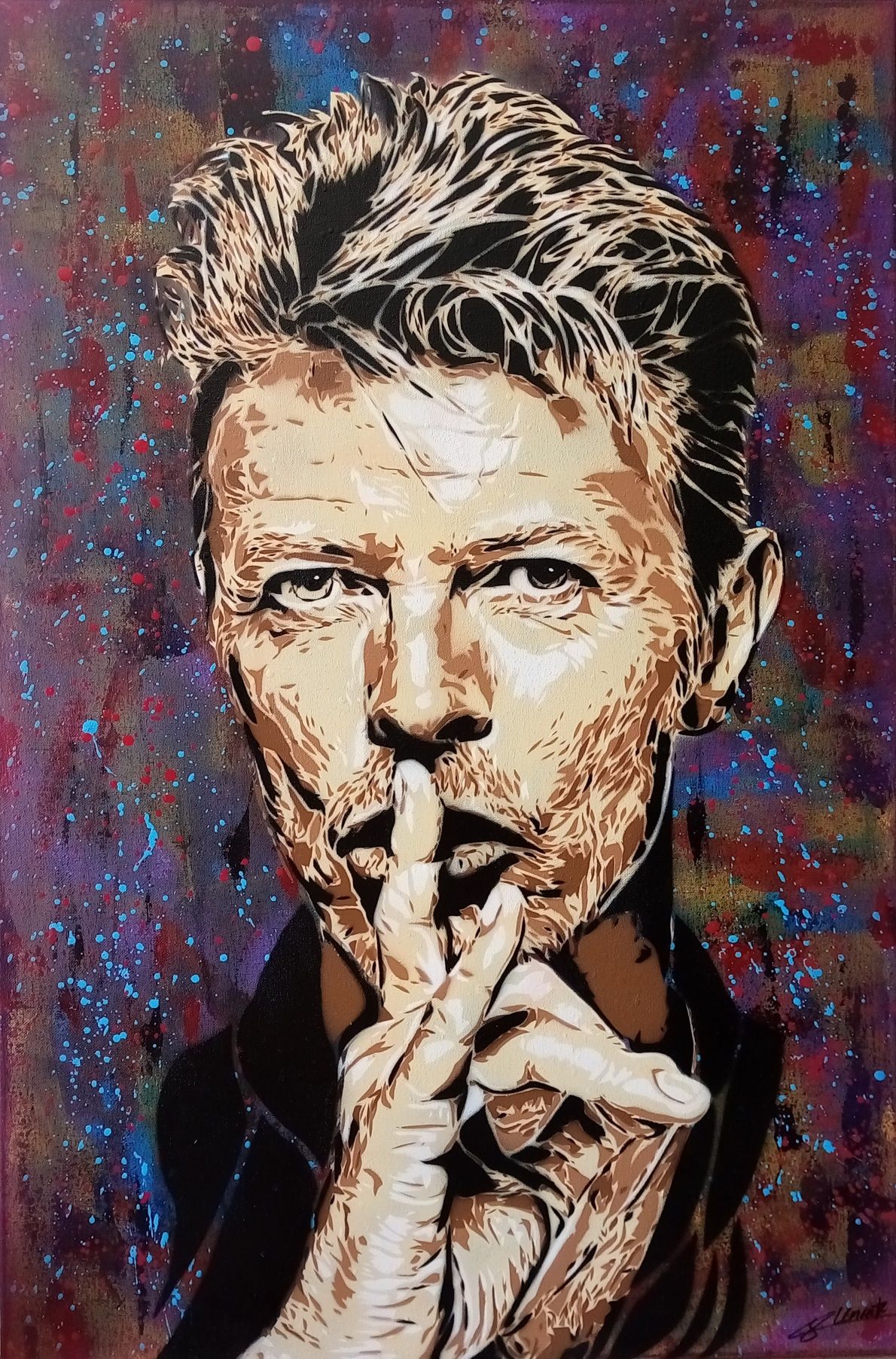 David Bowie pintura original em tela