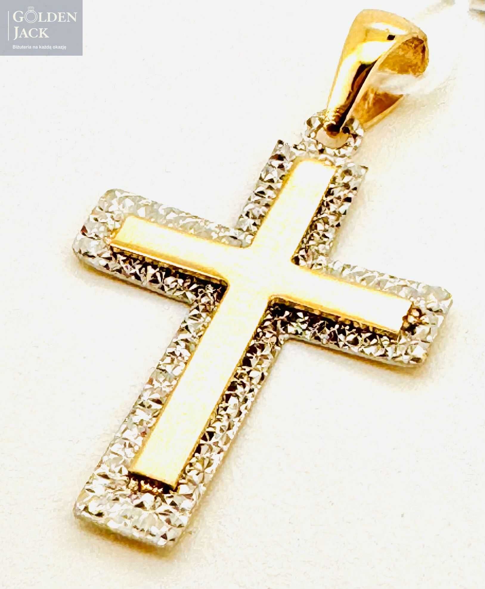 Złota zawieszka wisiorek Krzyż Krzyżyk złoto pr. 585 waga 0,83g 2,7 cm