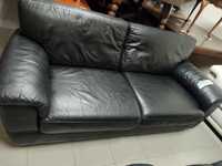 Sofa kanapa 2 osobowa skórzana czarna skóra naturalna FV DOWÓZ