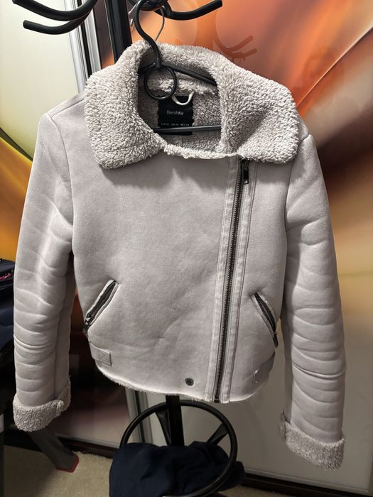 Kurtka szara zimowy kozuch Bershka xs