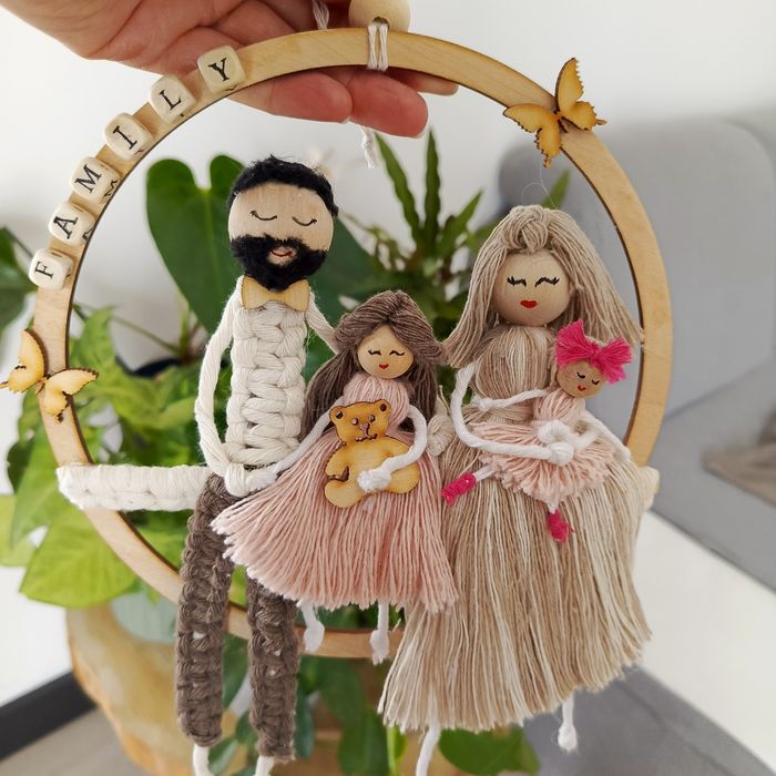 Rodzina z makramy,lalki