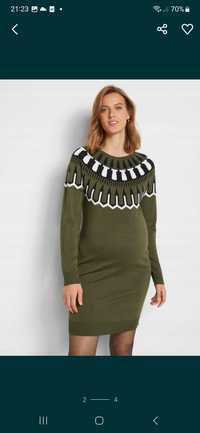 Nowy sweter ciążowy oliwkowy świąteczny sukienka sweterkowa dzianinowa