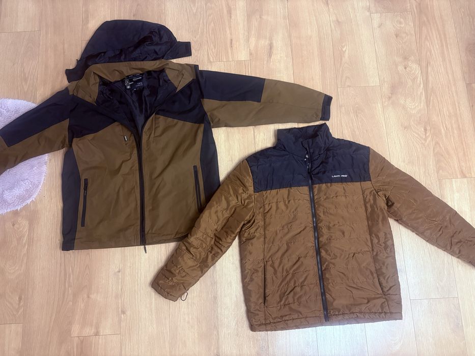 Kurtka ocieplana zimowa 3w1 z odpinaną podpinką brązowo-czarna